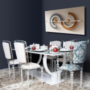 6 Seater White Dinning Set