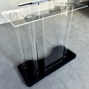 Grey pole rolling base podium